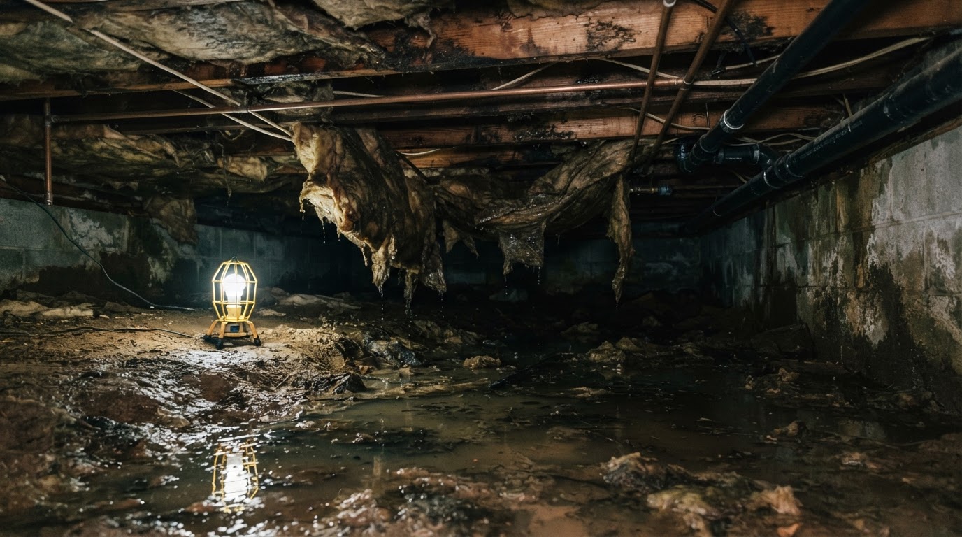 Crawl space water damage cleanup in Huntsville Alabama