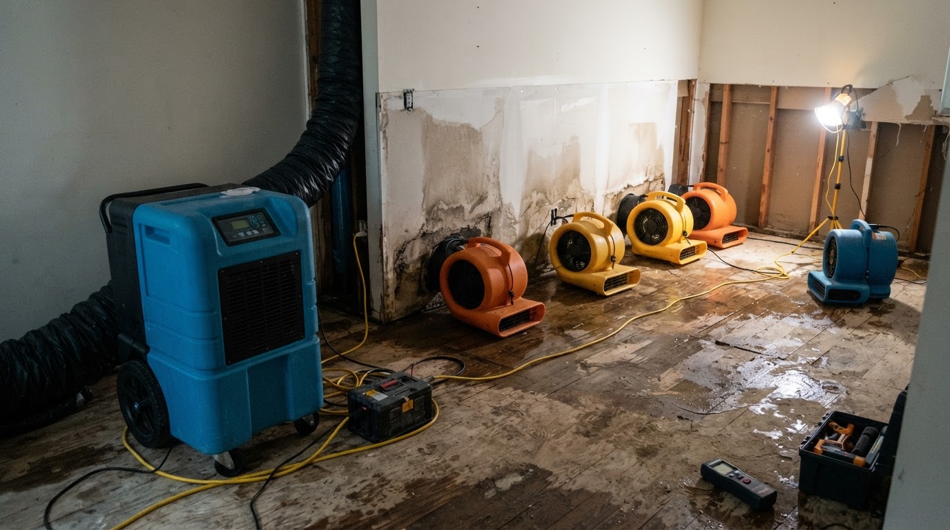 Structural drying and dehumidification in Huntsville