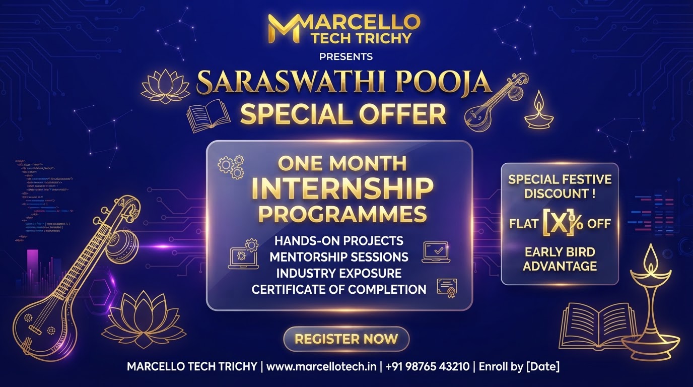 Marcello Tech Saraswathi Pooja Special Offer One Month Internship Programmes