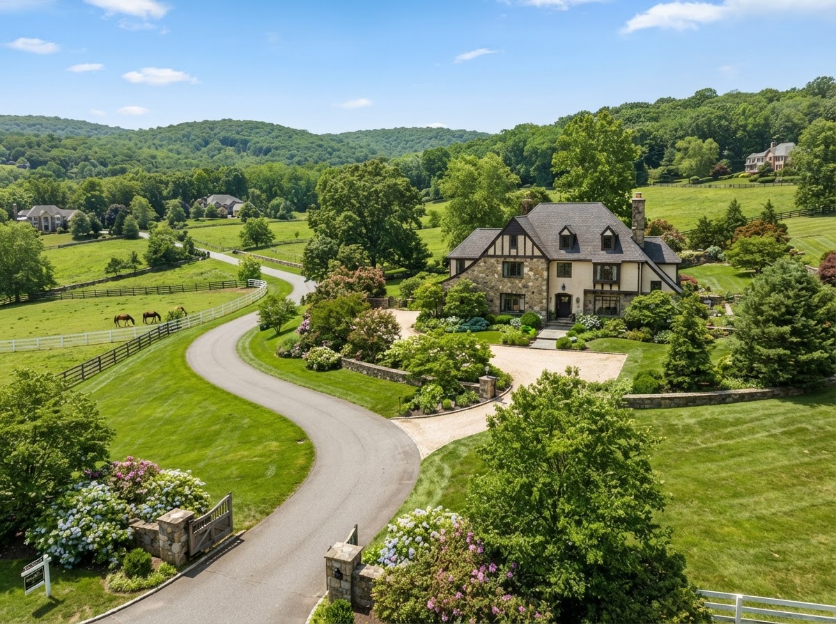 Mendham, Morris County, NJ neighborhood — A rural, estate-rich township of stone and stucco colonials, country l