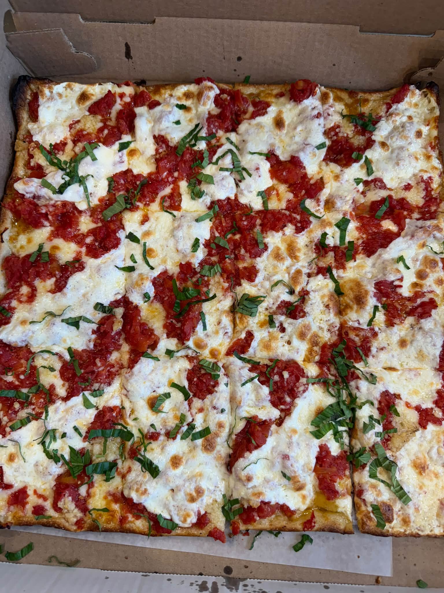 Square Pie with Fresh Basil