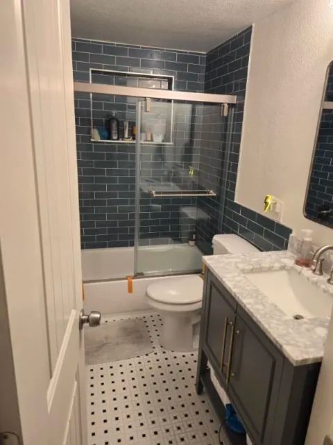 Master bathroom remodel with subway tile shower in Denver