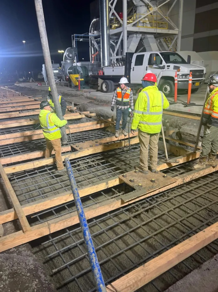 Heavy Rebar Grid Pour with Vibrator & Pump