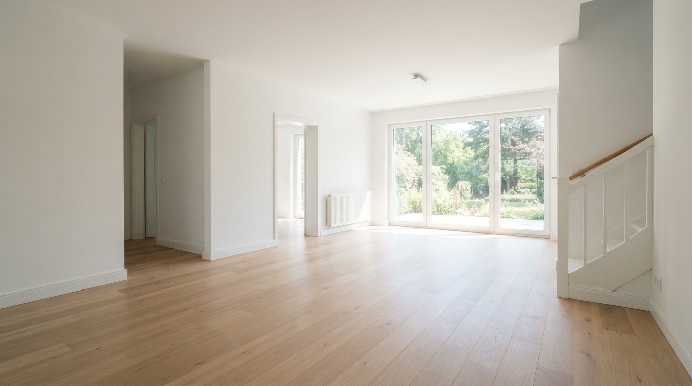 Clean, empty living room after a junk removal job is complete