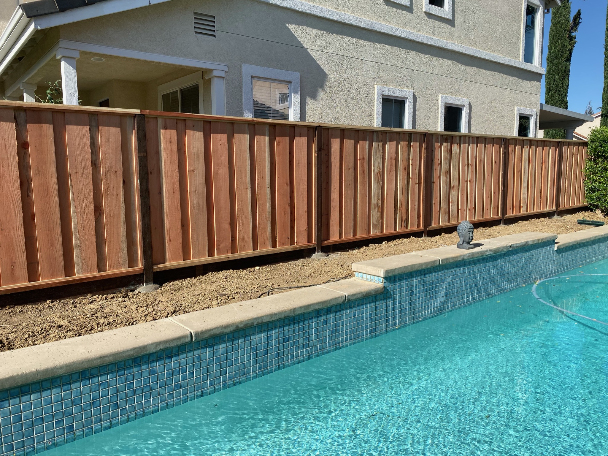 Board-on-Board Redwood Poolside Privacy Fence