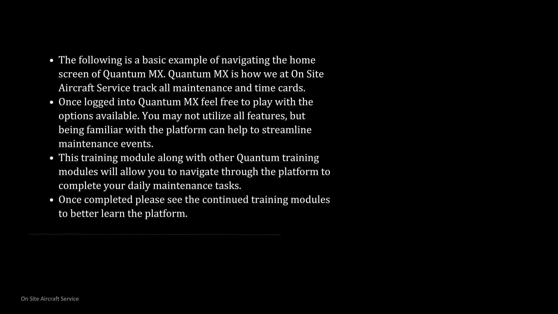 Navigating Quantum MX Home Screen slide 1