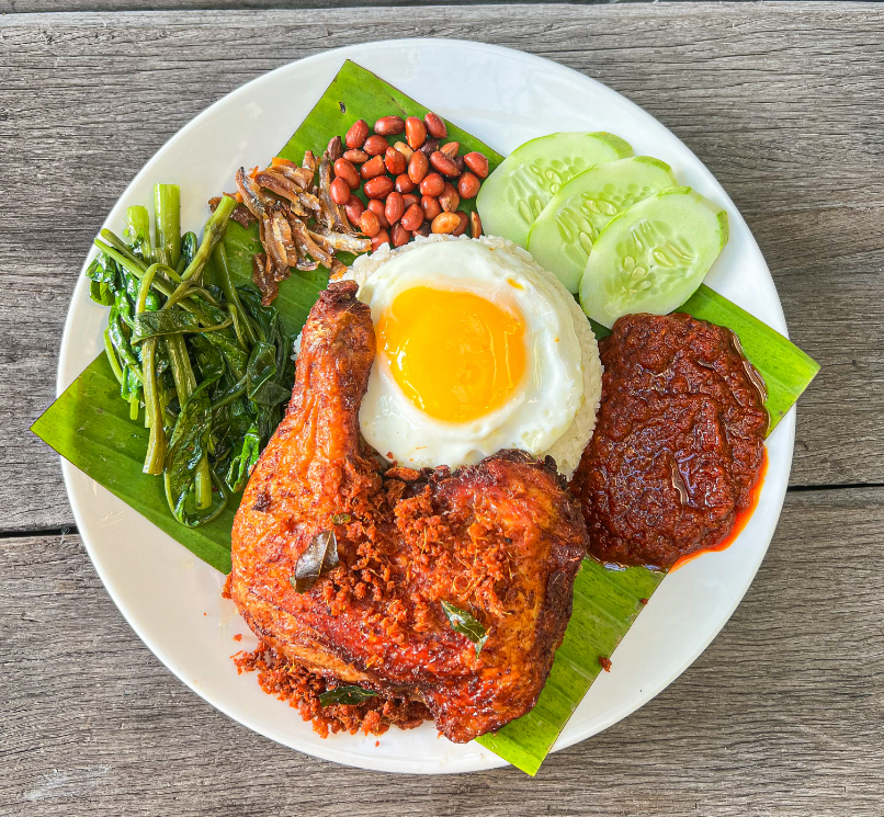 Atas Asian Delights traditional Nasi Lemak platter with sambal and fried egg