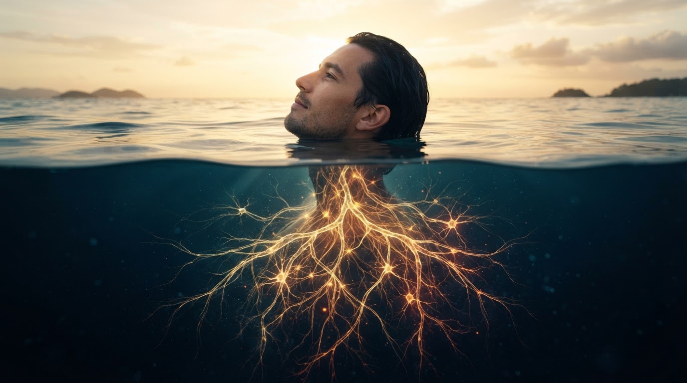 Conscious mind at the surface with the deep unconscious neural roots hidden below