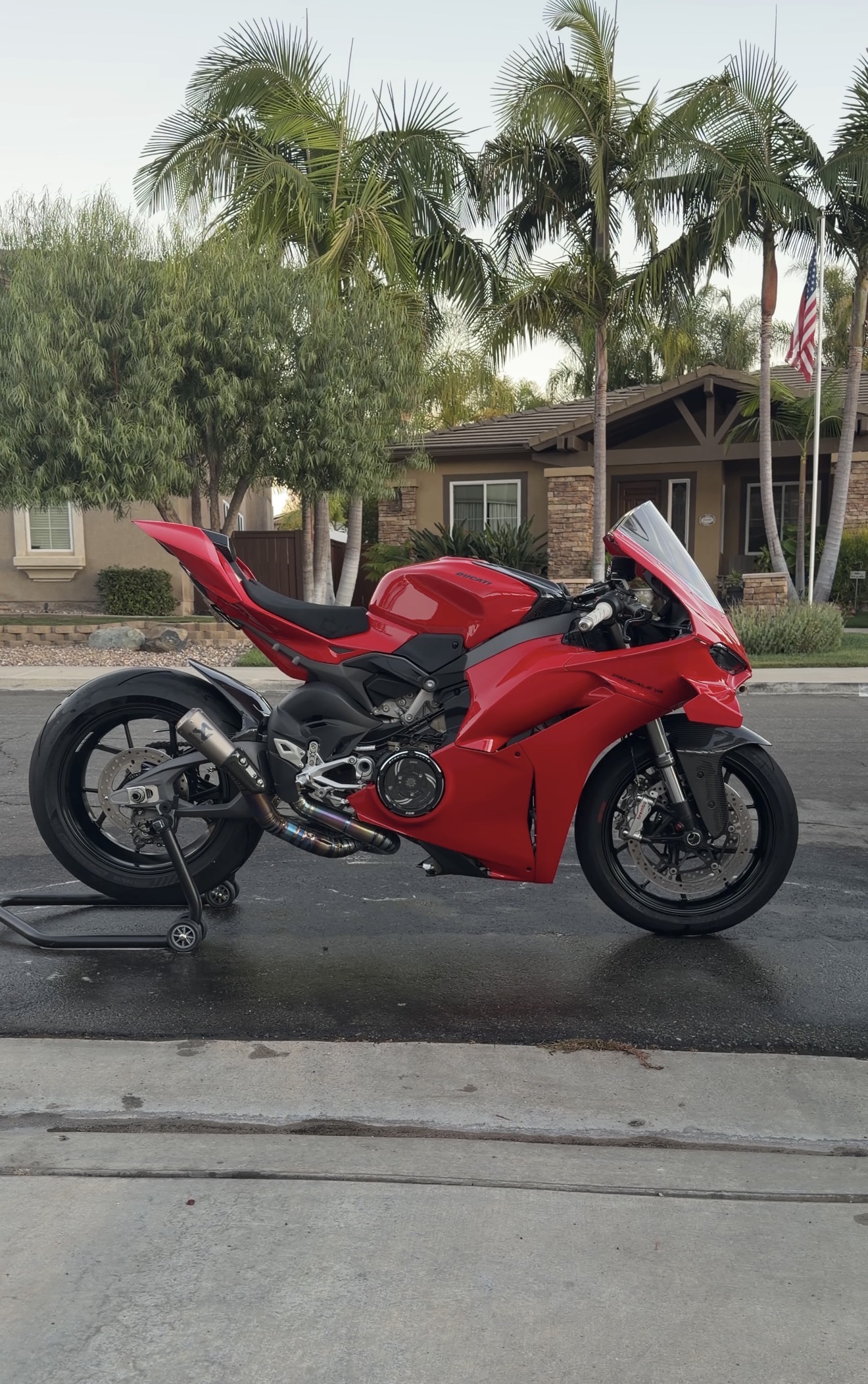 Ducati Panigale V4 superbike detailed to perfection on rear stand