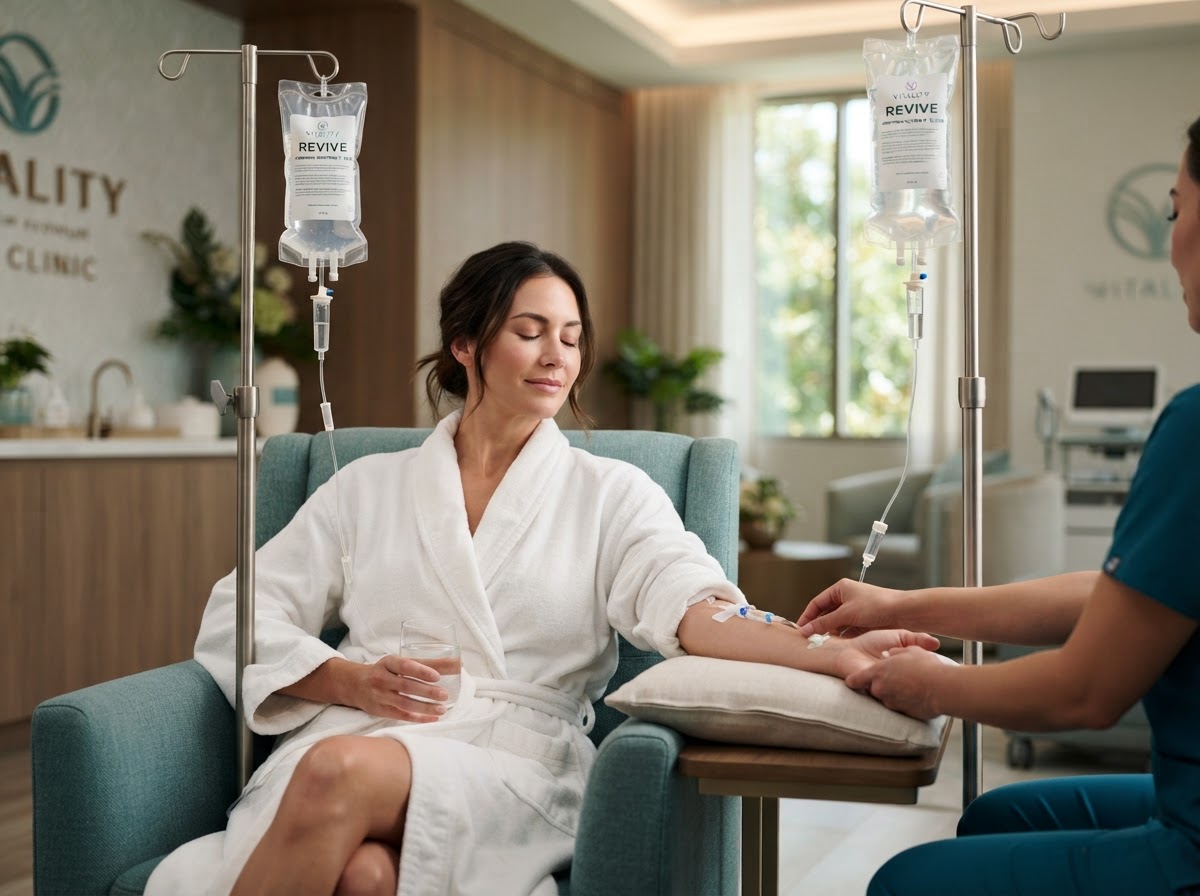 Clinician preparing an intravenous nutrient therapy drip