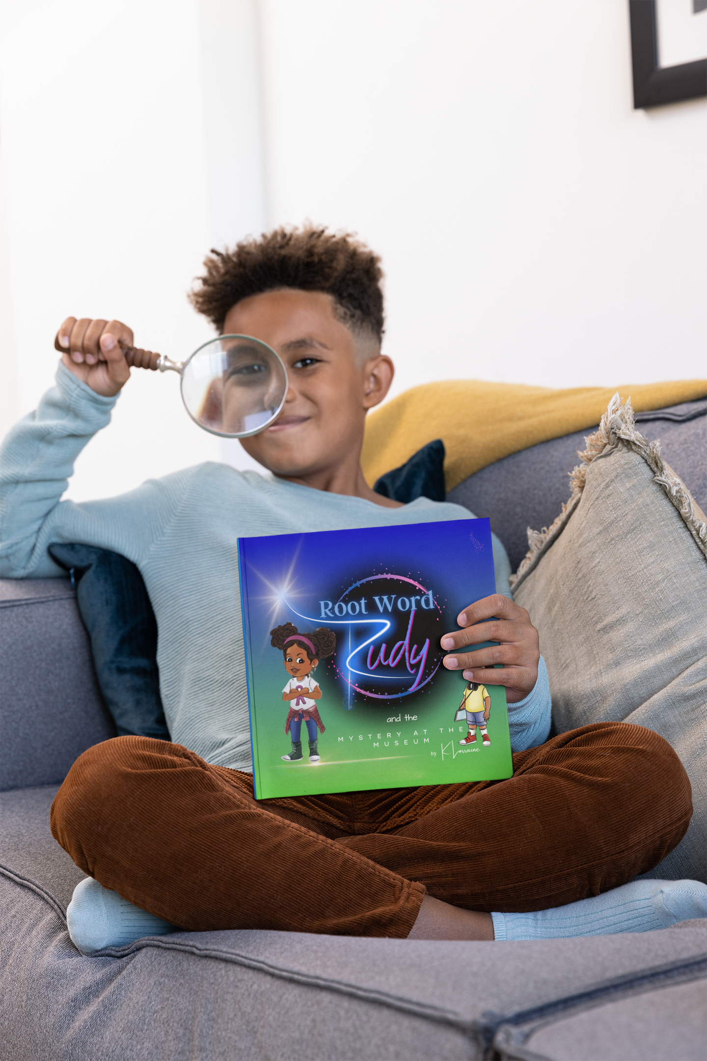 Young reader exploring Root Word Rudy books