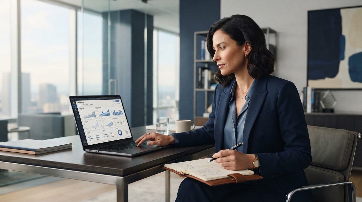 Laurel Webb reviewing e-commerce analytics