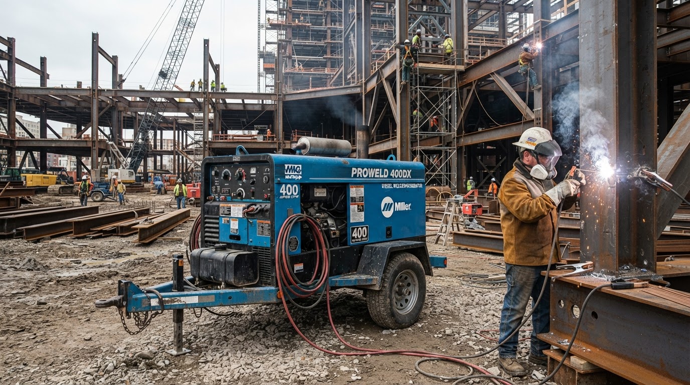 400 Amp Towable Diesel Welder on jobsite
