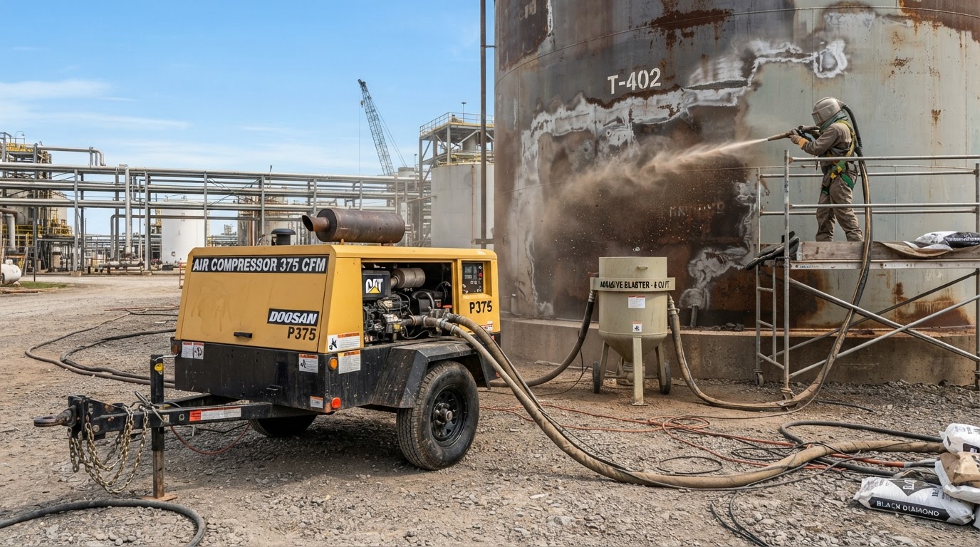 375 to 400 CFM Towable Diesel Air Compressor
