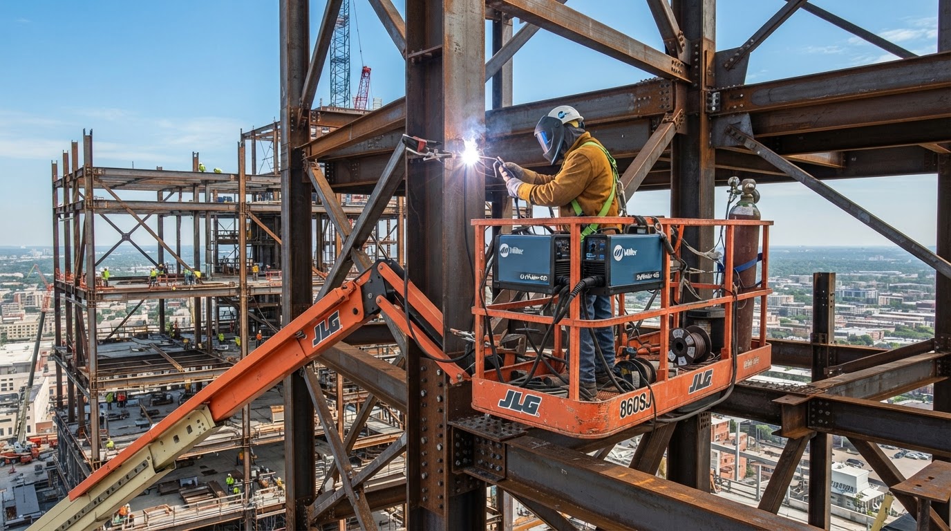 Miller SkyWelder on JLG Boom Lift