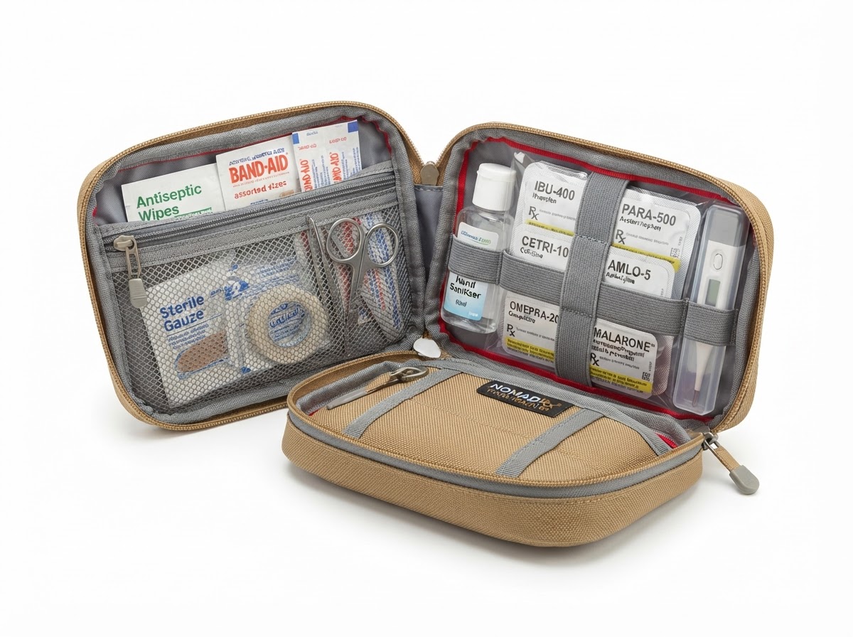 Travel medical kit with prescription medications for international and remote travel