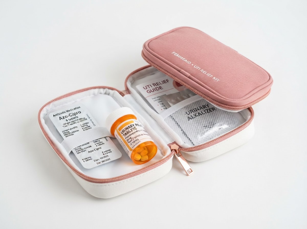 UTI emergency medical kit with rapid relief antibiotic