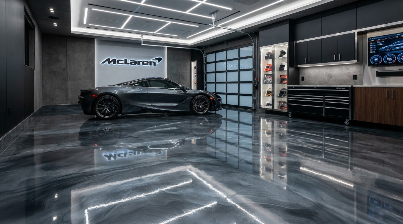Metallic epoxy garage floor coating