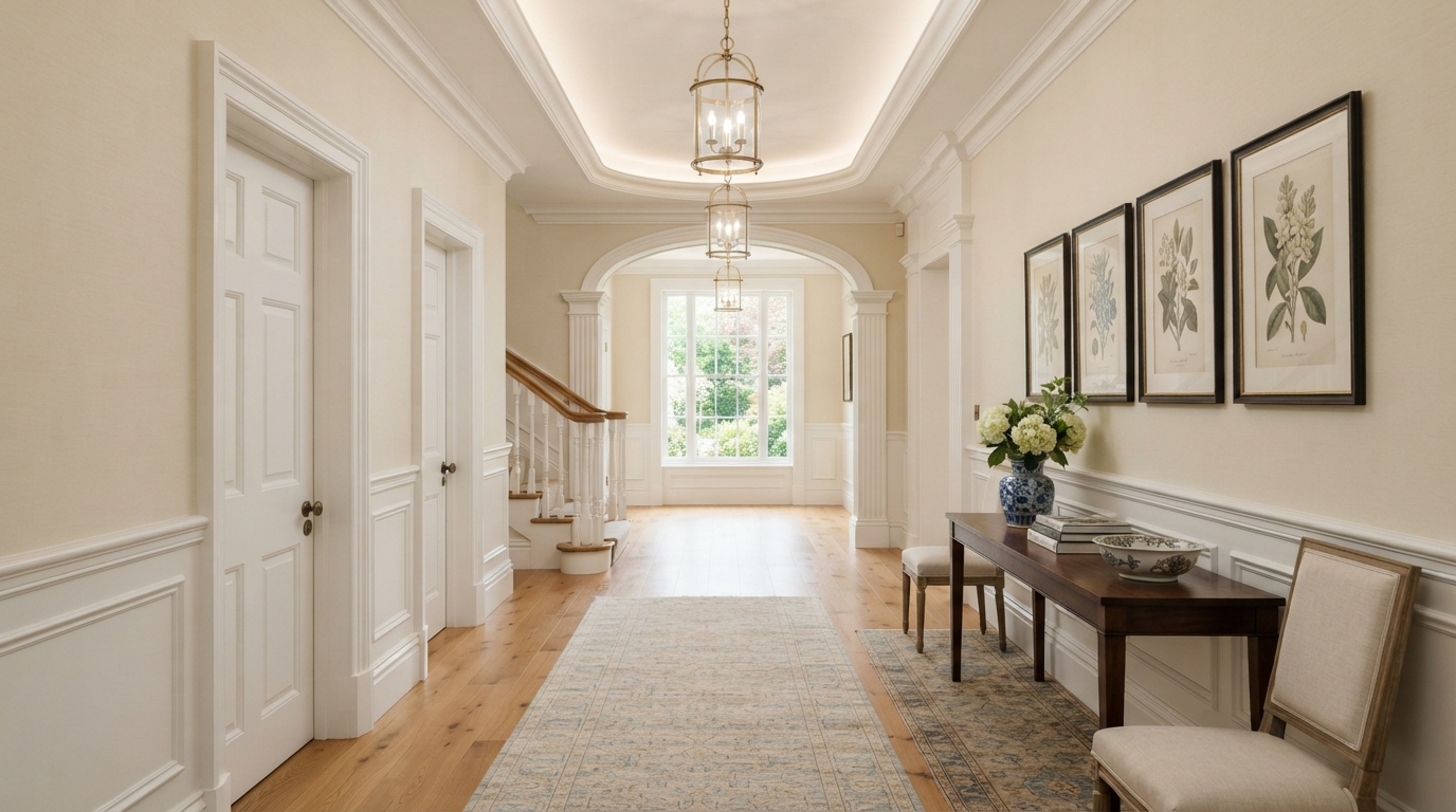 Beautifully painted upscale interior hallway