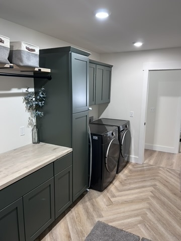 Custom Green Laundry Cabinetry
