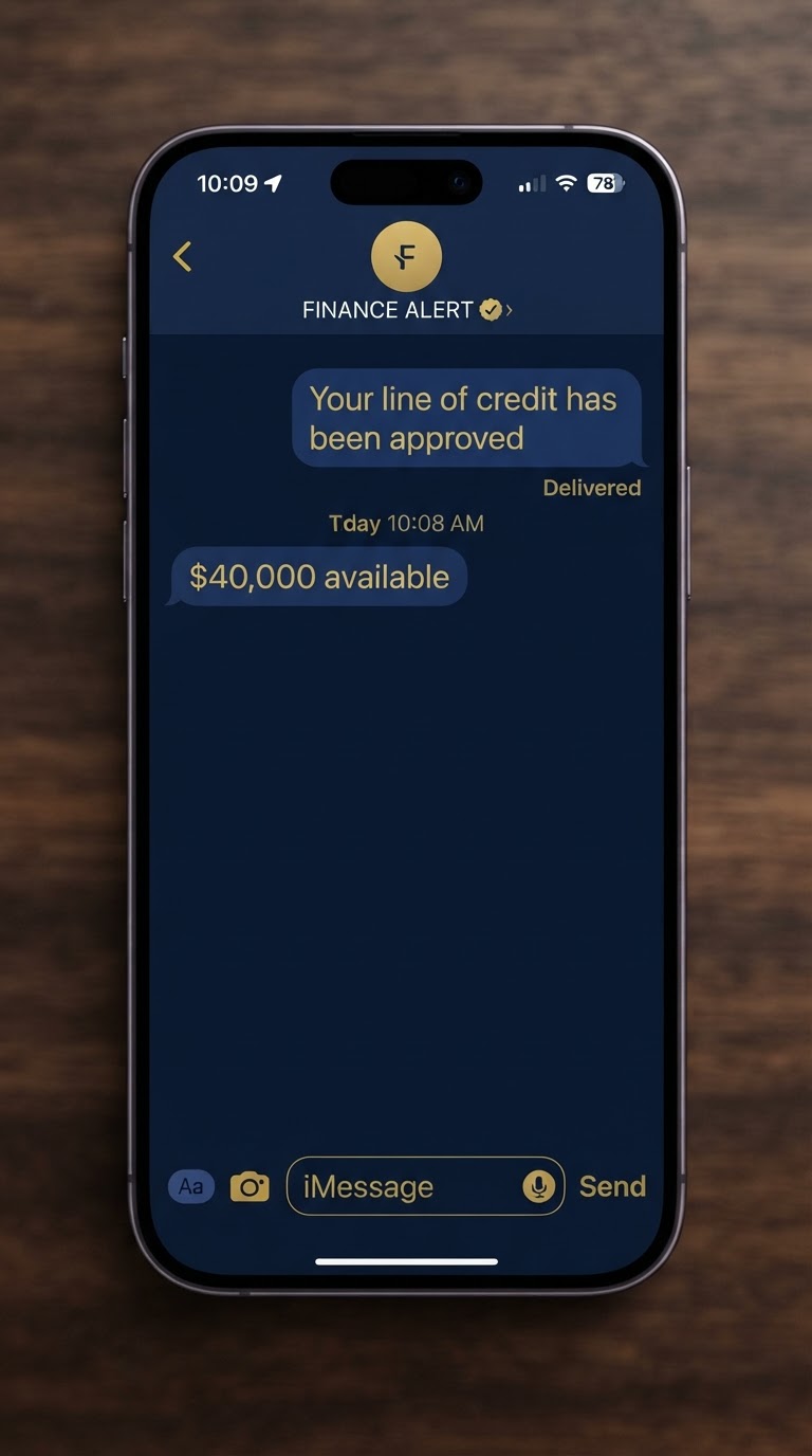 Line of credit approval notification