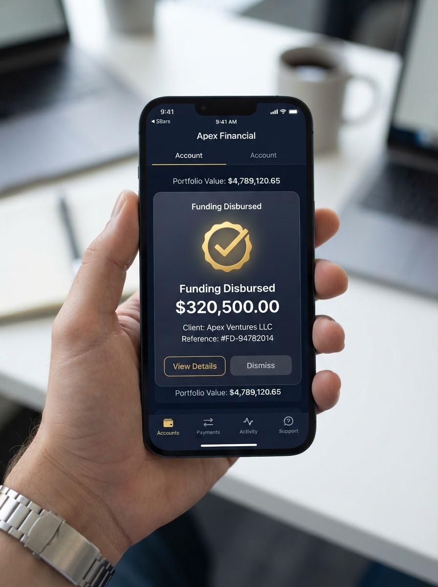 Client funding confirmation message