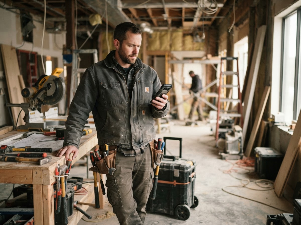 A small business owner working on site