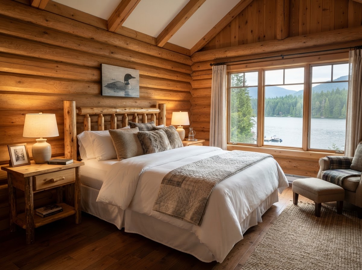 Crisp clean guest bedroom in short-term rental