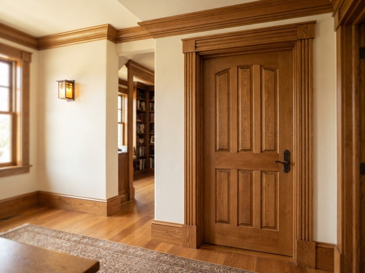 Custom cabinetry detail showing joinery and wood finish