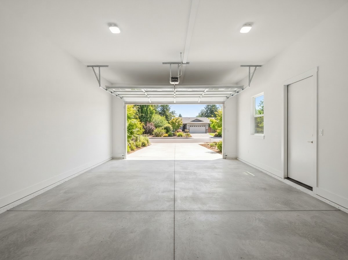 Same garage completely empty and swept clean after GPR cleanout