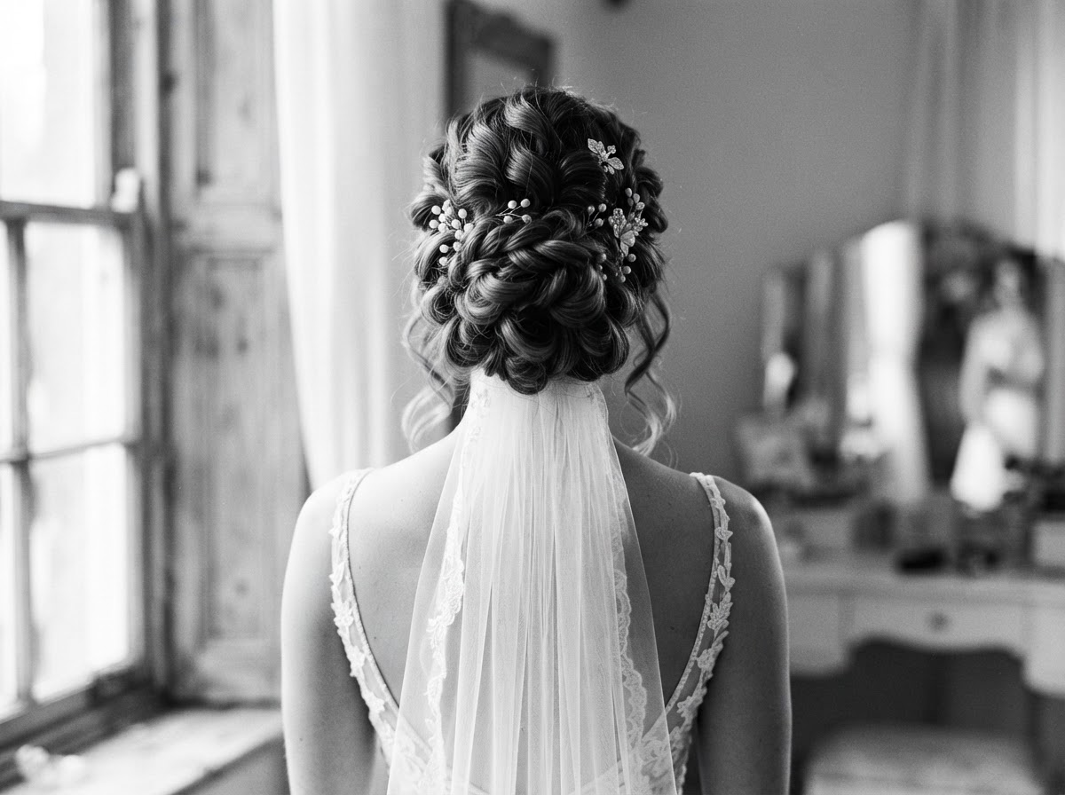 Bridal wedding hairstyle by a Park Slope wedding stylist