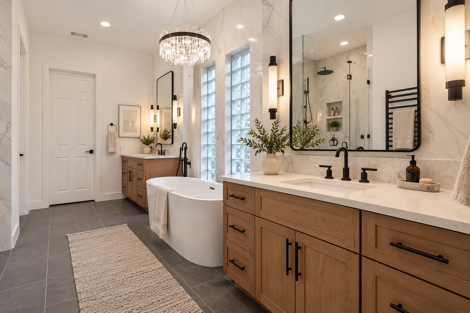 Finished bathroom remodel by ProPeak Remodeling