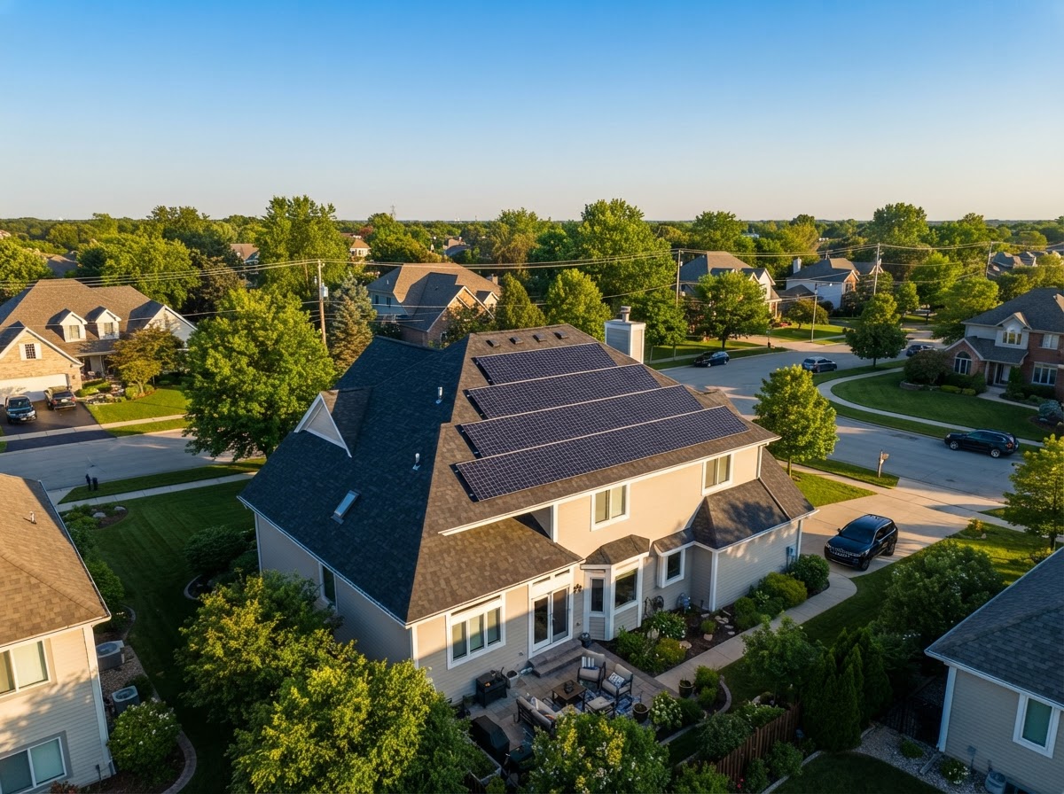 Solar panels installed on a residential roof