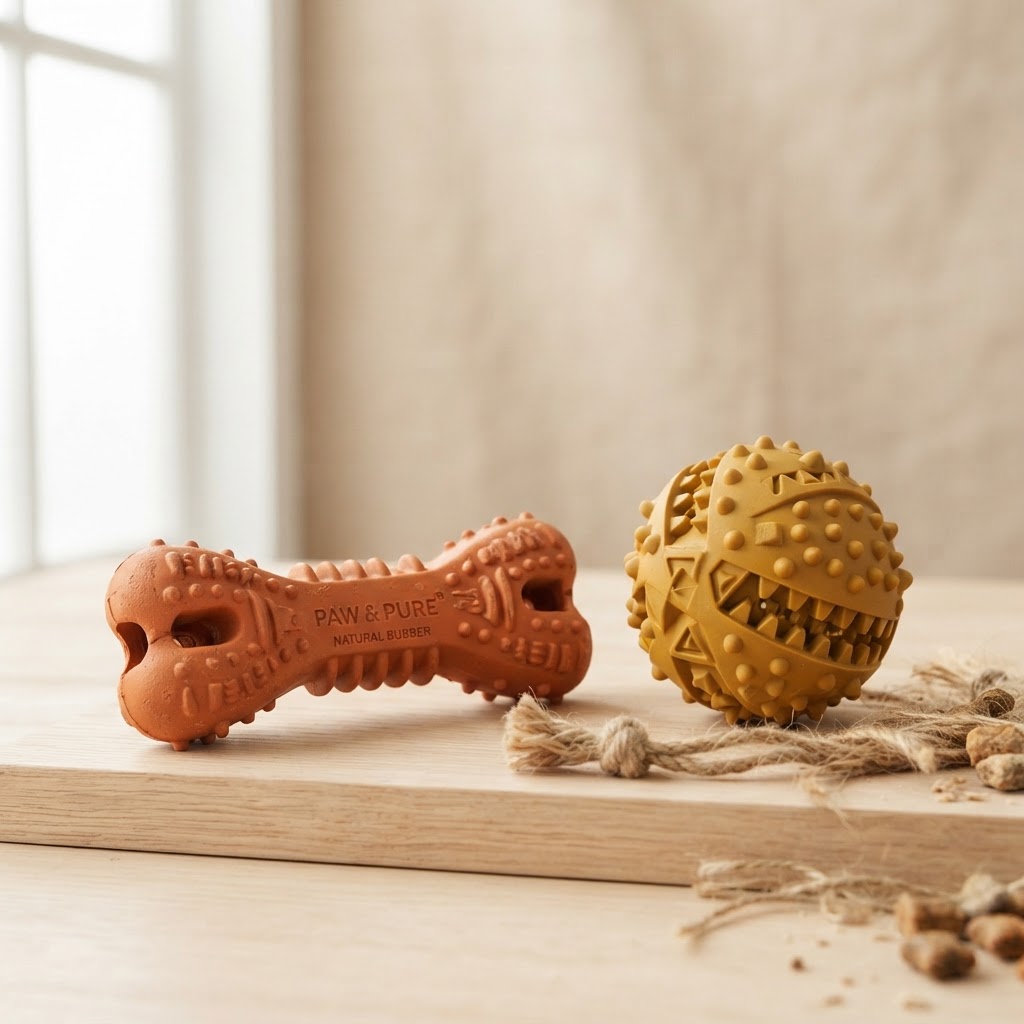 Mordedor resistente de caucho natural con textura dental