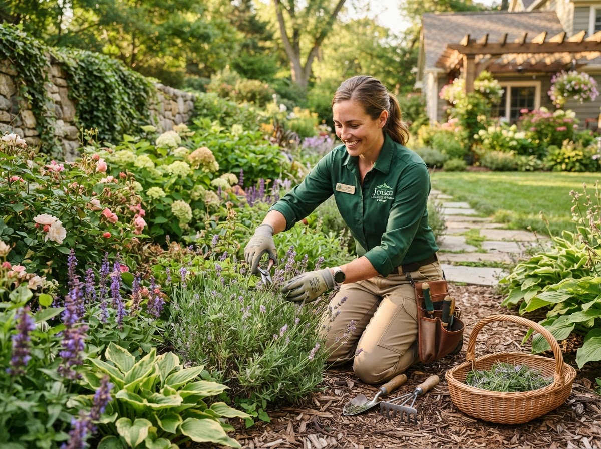 Greenhaven landscaper tending to a garden