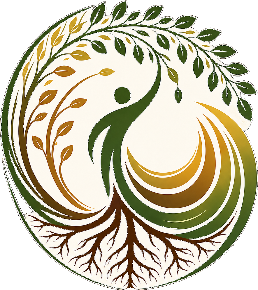 The Living Garden Institute emblem — a tree person with deep roots and spreading foliage