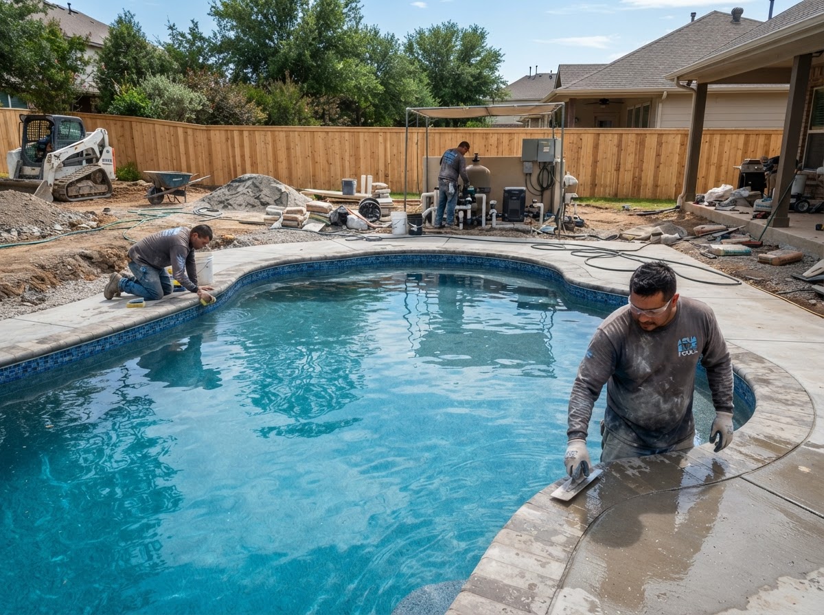 Pool Builders professional at work