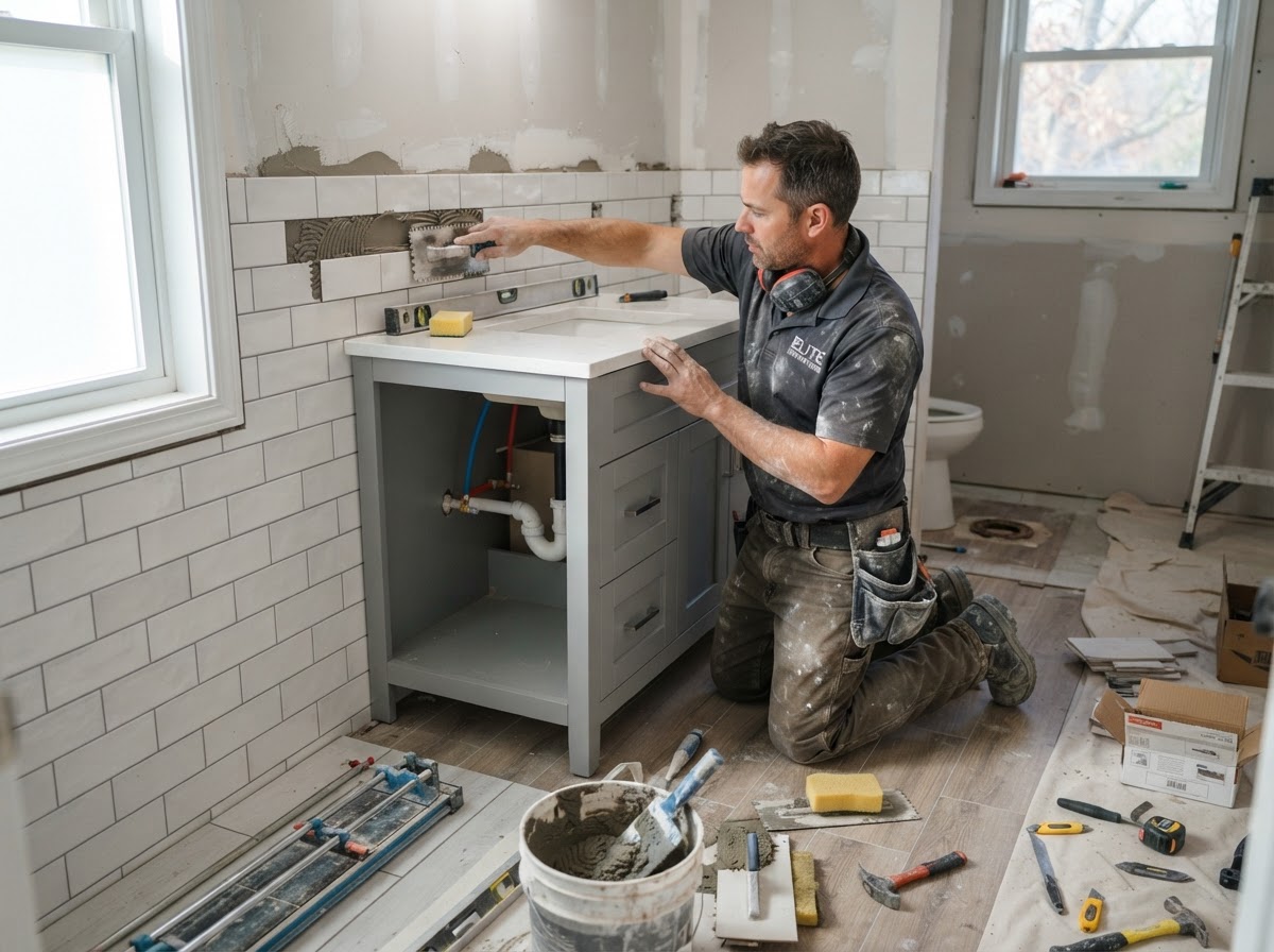 Bathroom Remodeling professional at work