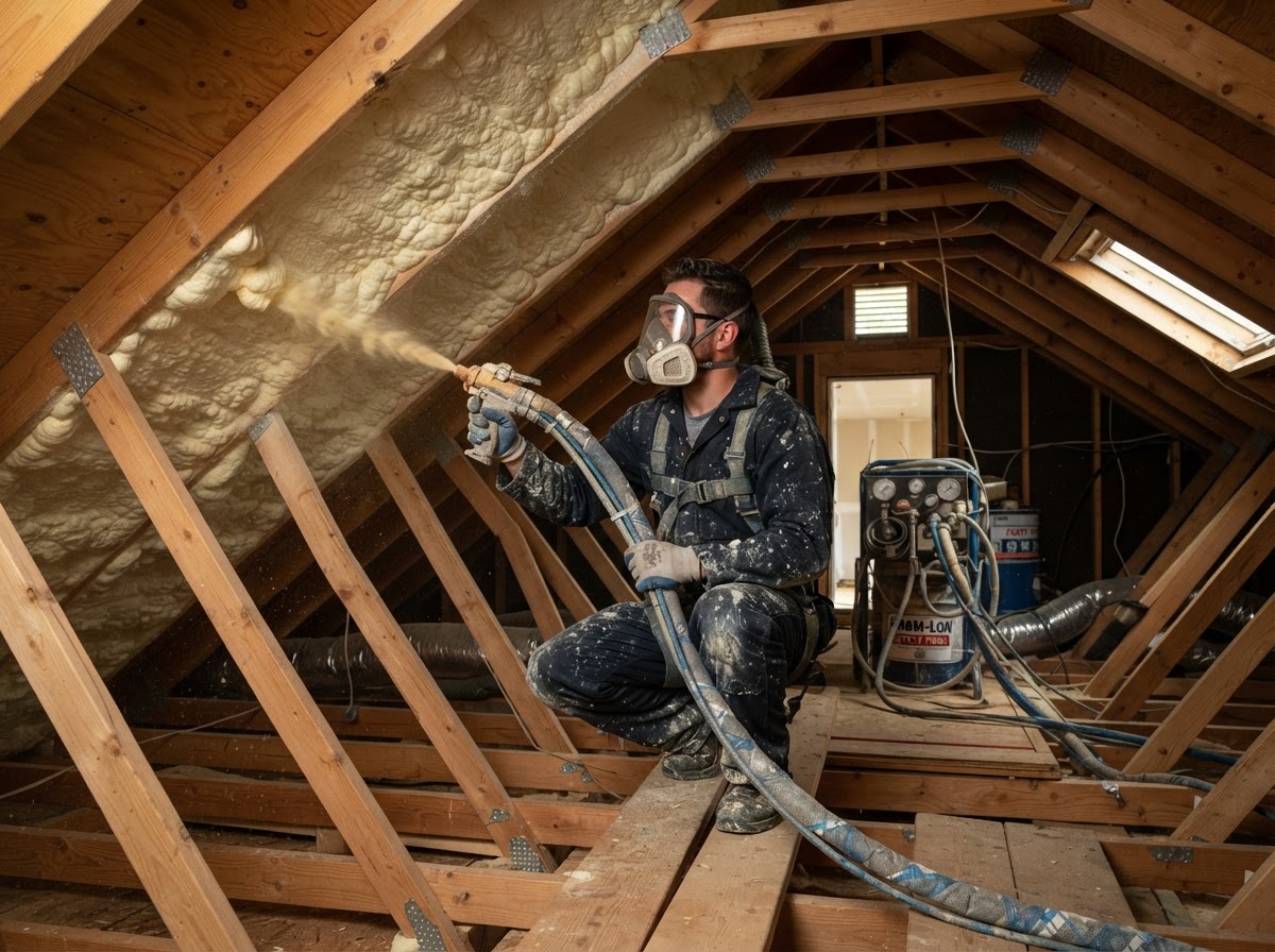 Spray Foam Insulation professional at work