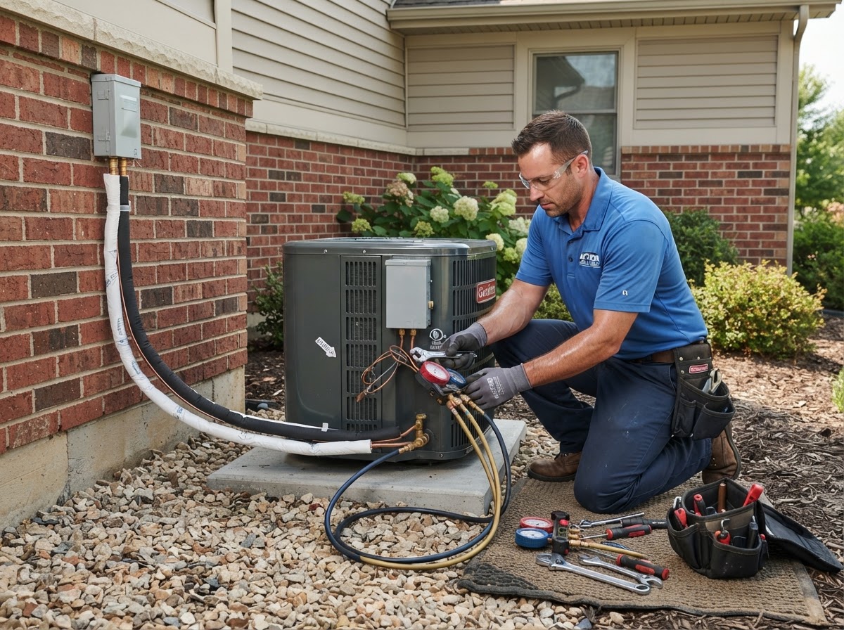 HVAC Install professional at work