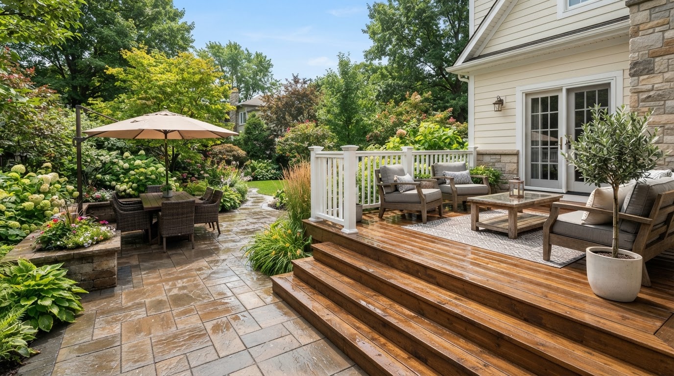 Beautiful clean outdoor patio and deck area
