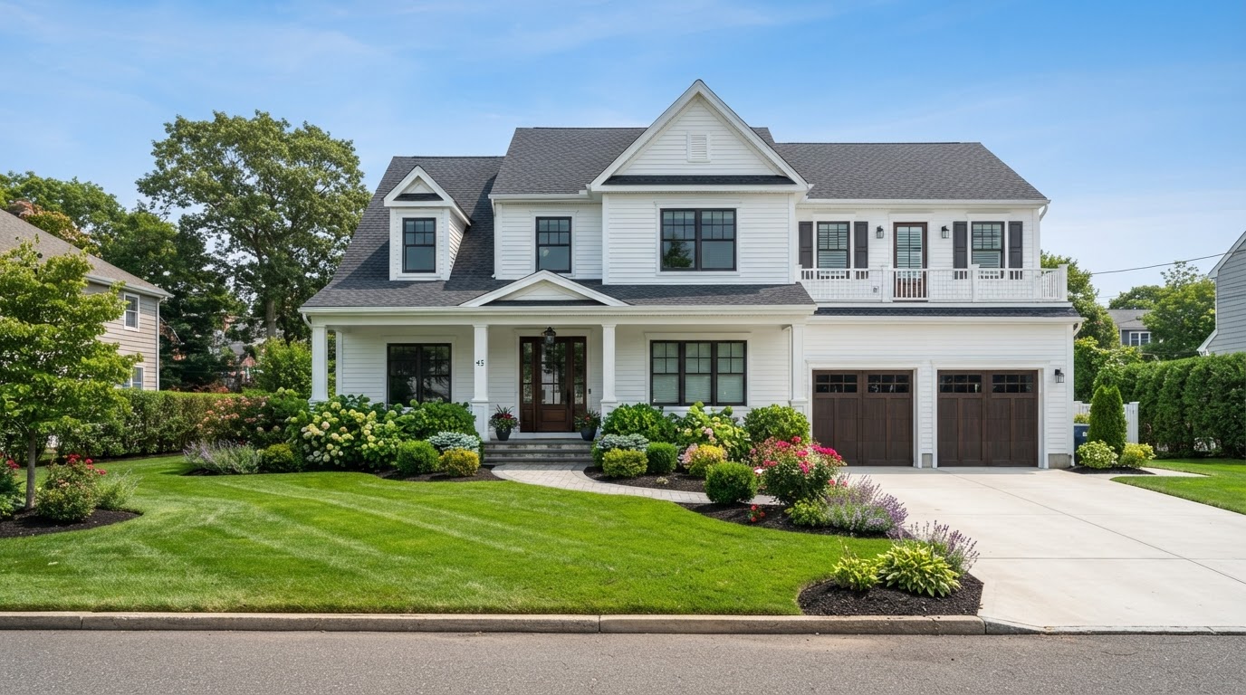 Clean residential house exterior washed and maintained