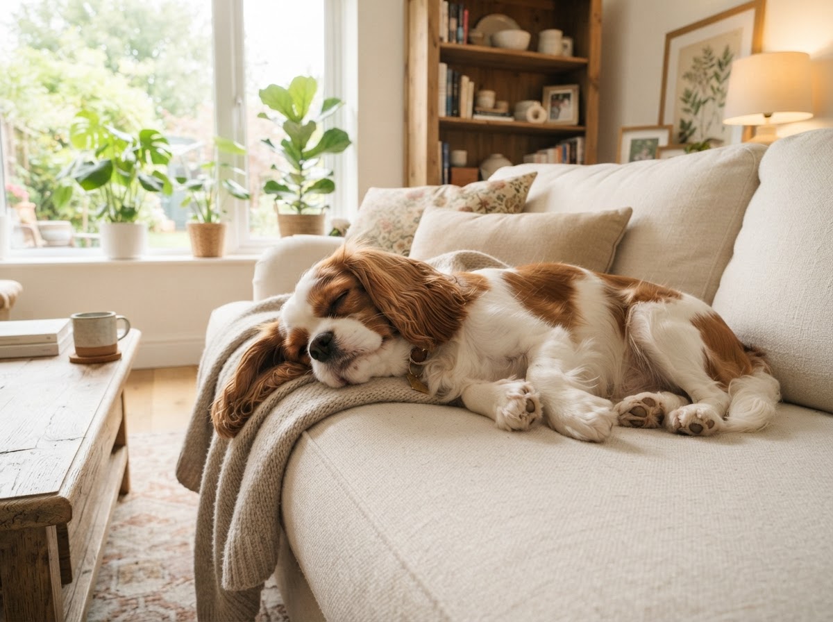 Cavalier King Charles Spaniel resting peacefully
