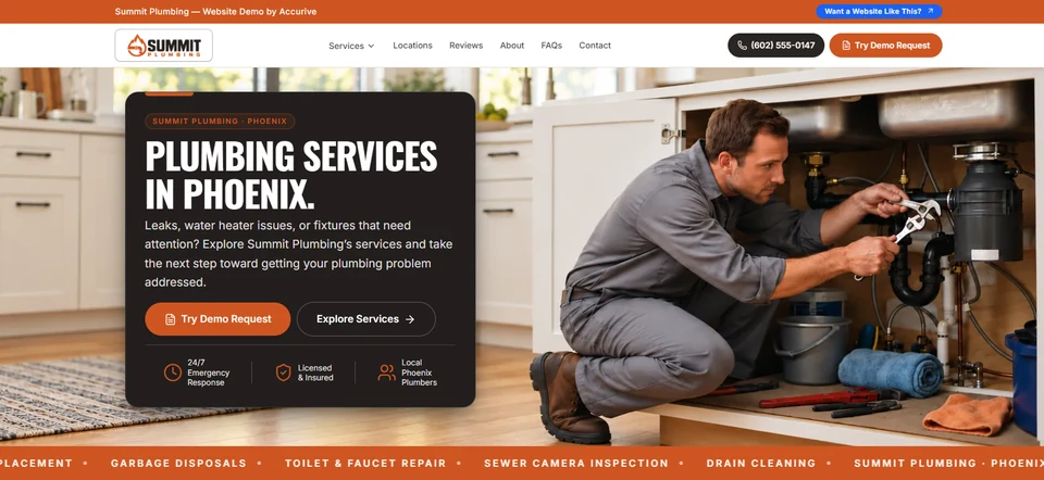Summit Plumbing website design preview