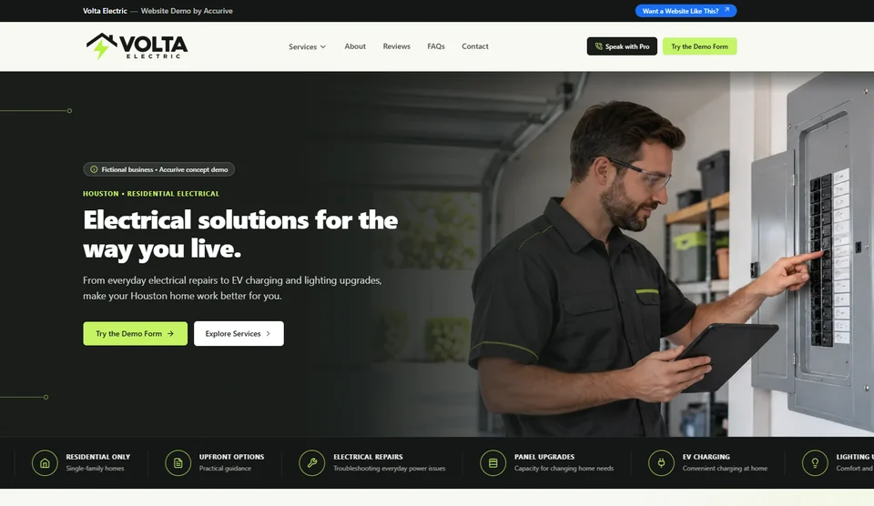 Volta Electric website design preview
