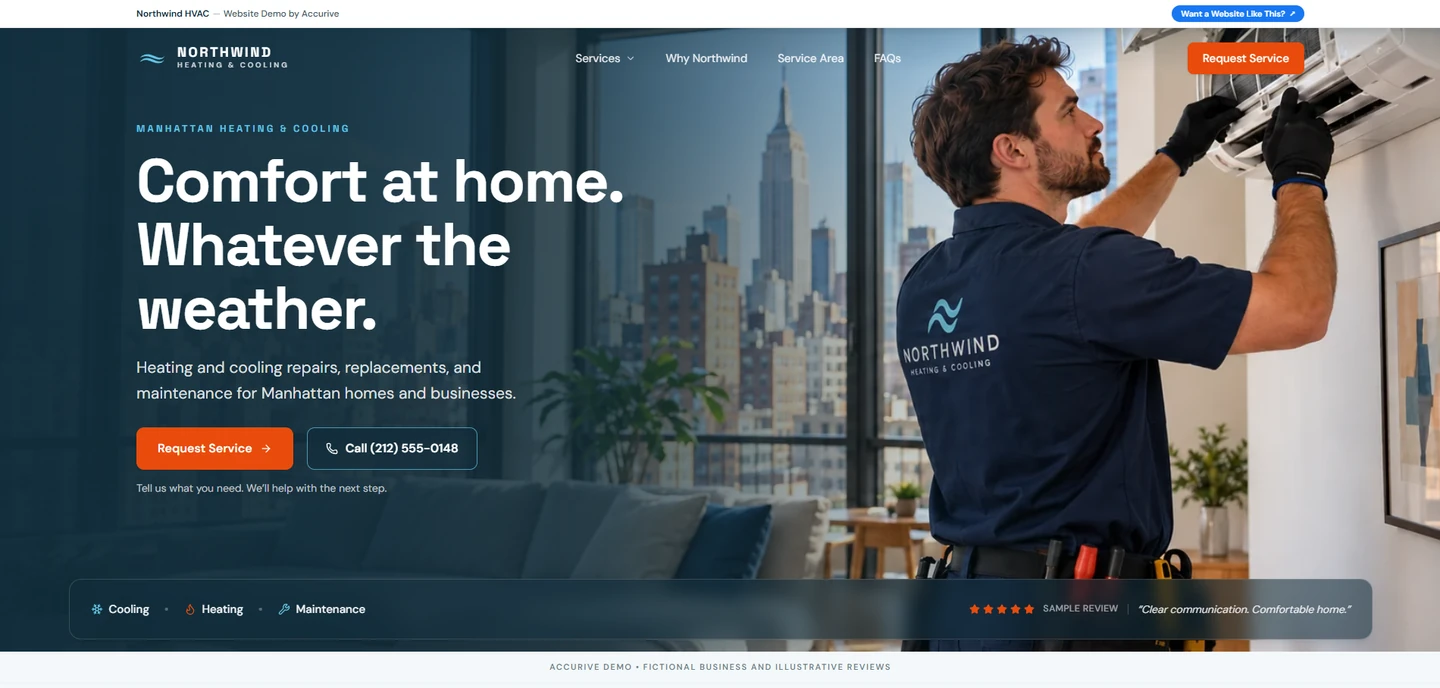 Northwind HVAC website design preview