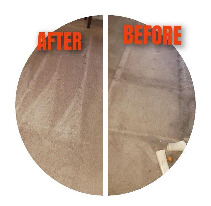 Before and after carpet deep cleaning and grooming completed by Adri's Cleaning Services in Hobbs NM