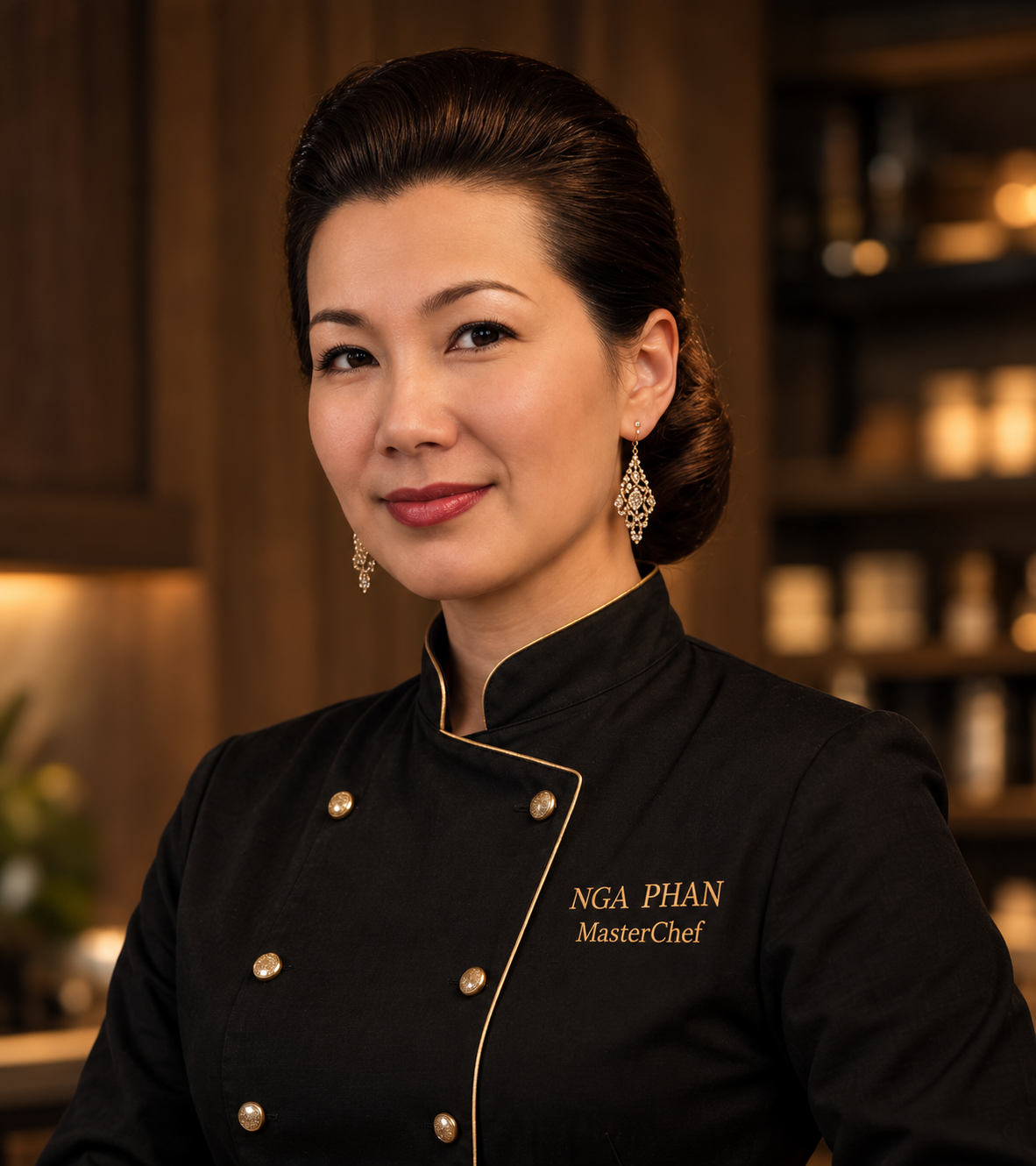 Nga Phan at the stove preparing a Vietnamese dish