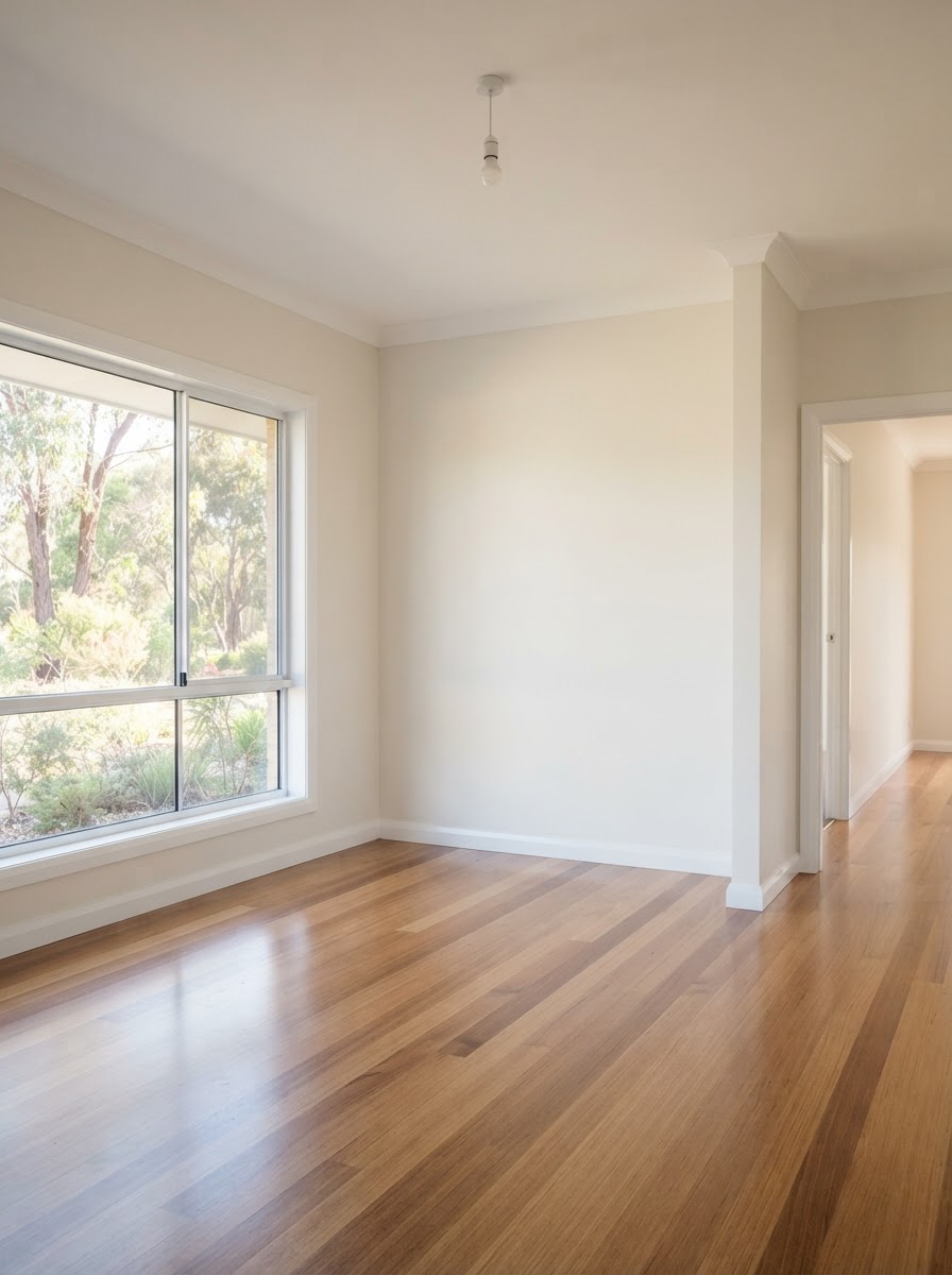 A freshly painted Melbourne home interior with crisp cut-in lines, cornices and skirting, finished by Magic Coatings