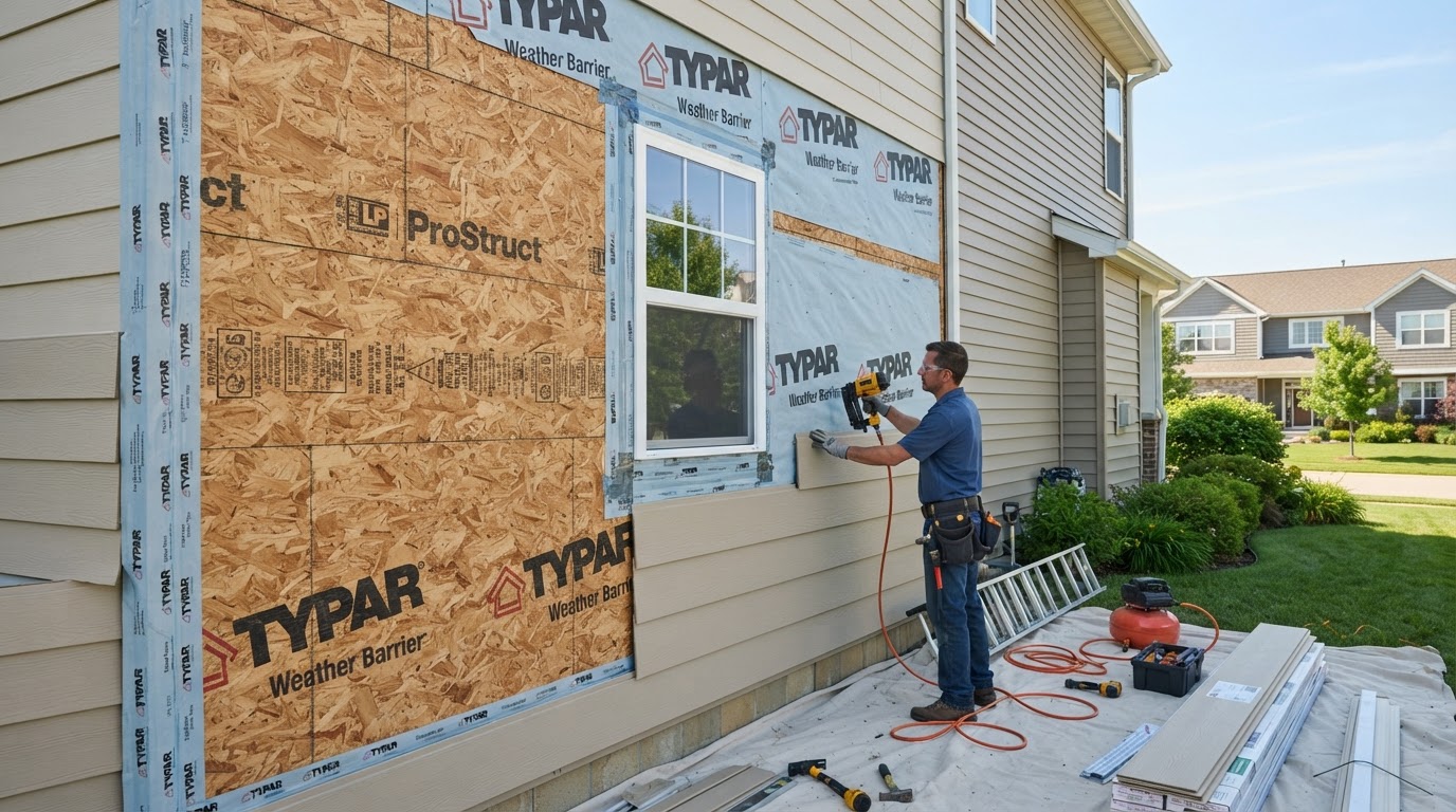 Before and after siding replacement near Ogden, North Carolina